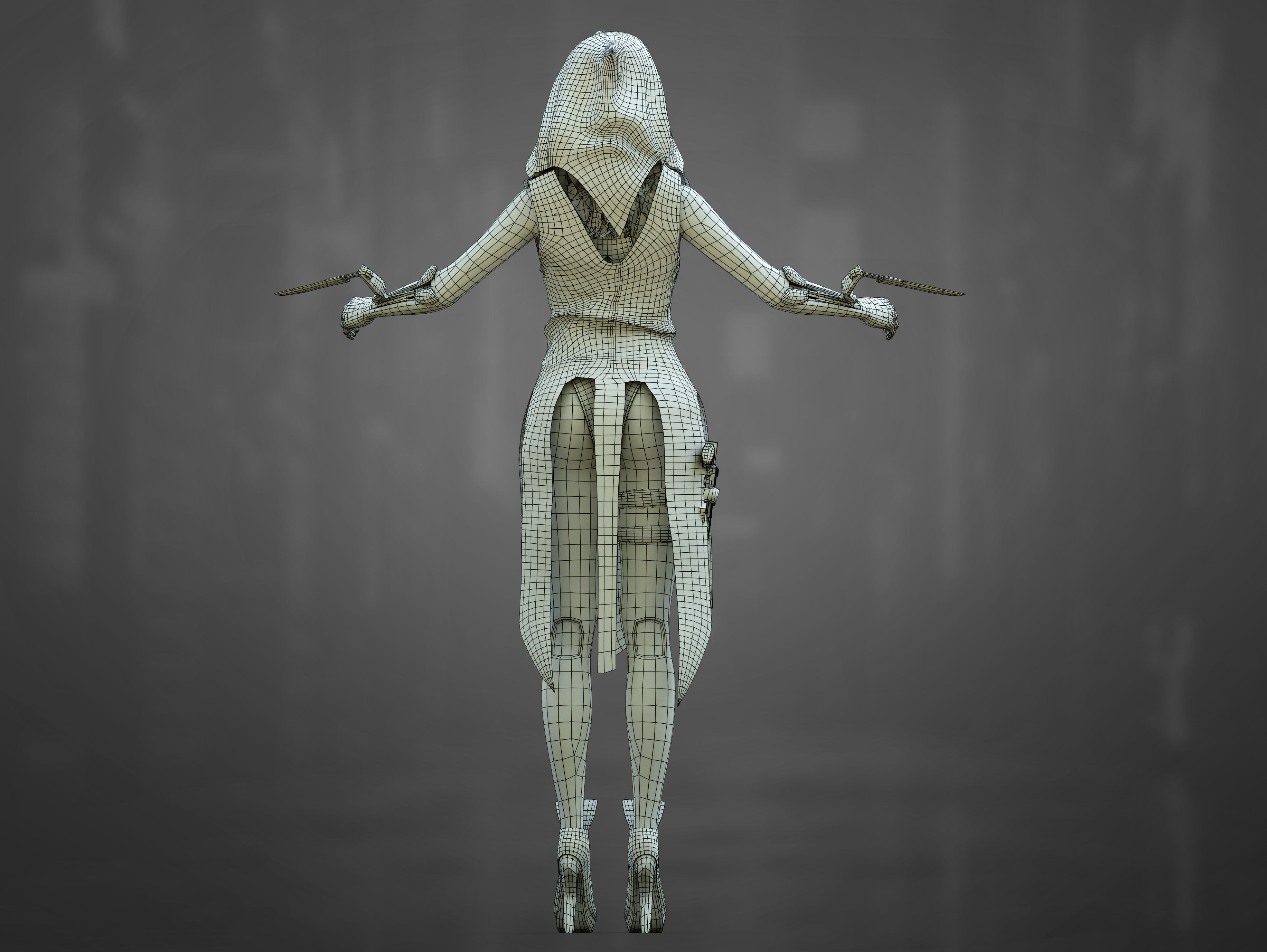 Sci Fi Cyberpunk Killer Girl Low-poly 3D model_14