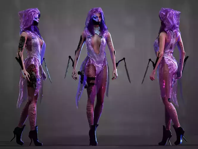 Sci Fi Cyberpunk Killer Girl  Low-poly 3D model