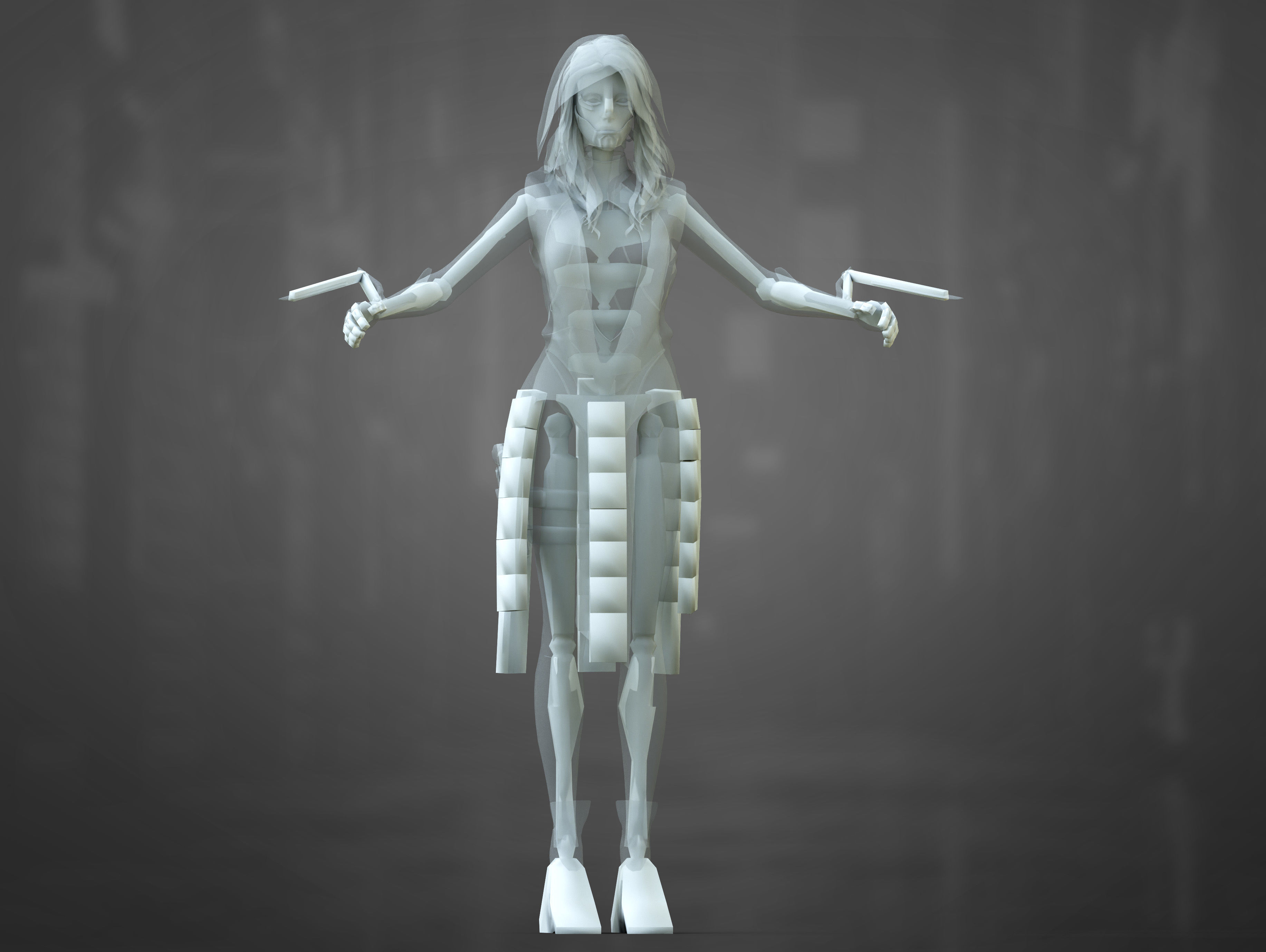 Sci Fi Cyberpunk Killer Girl Low-poly 3D model_15
