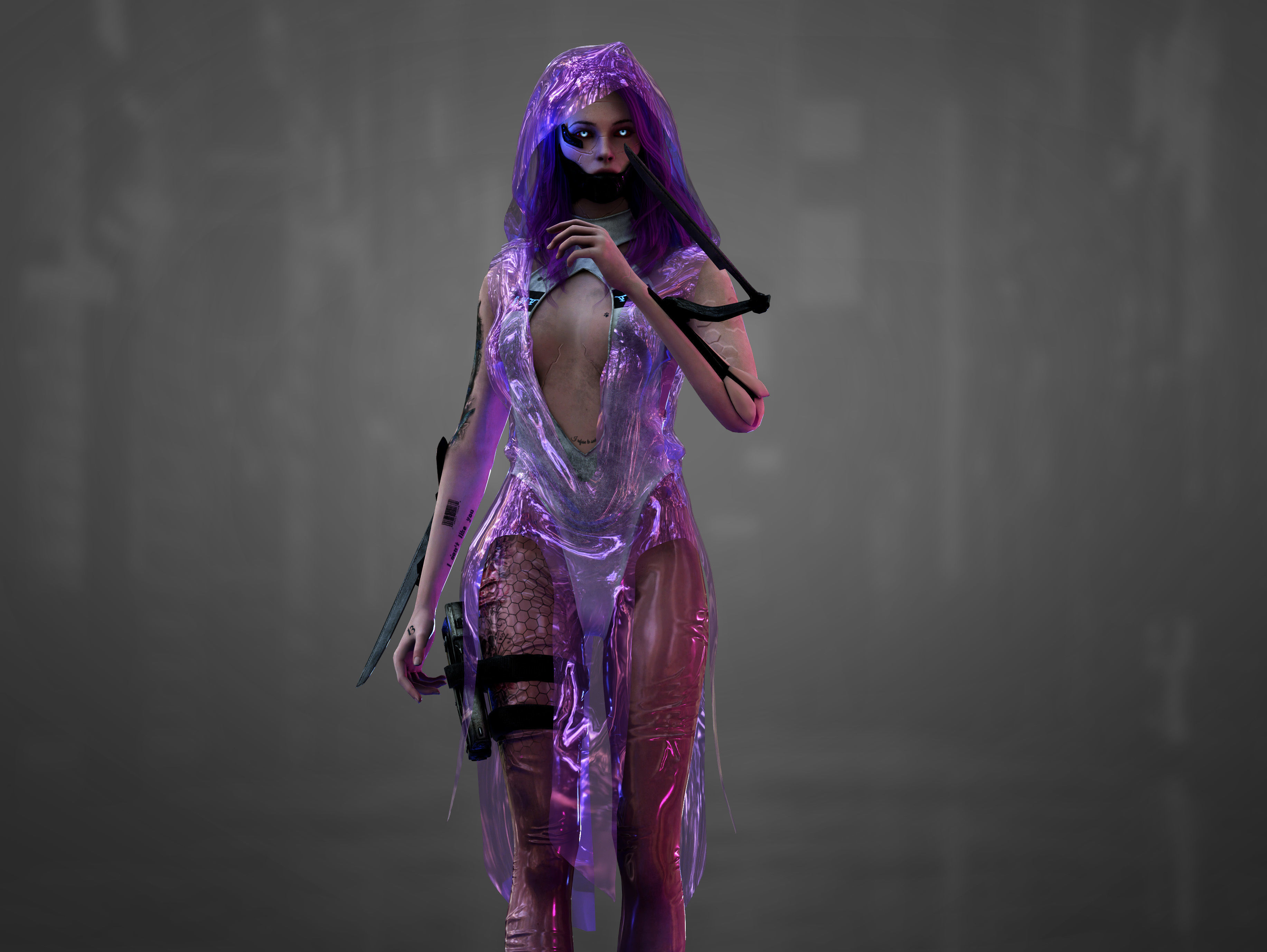 Sci Fi Cyberpunk Killer Girl Low-poly 3D model_4