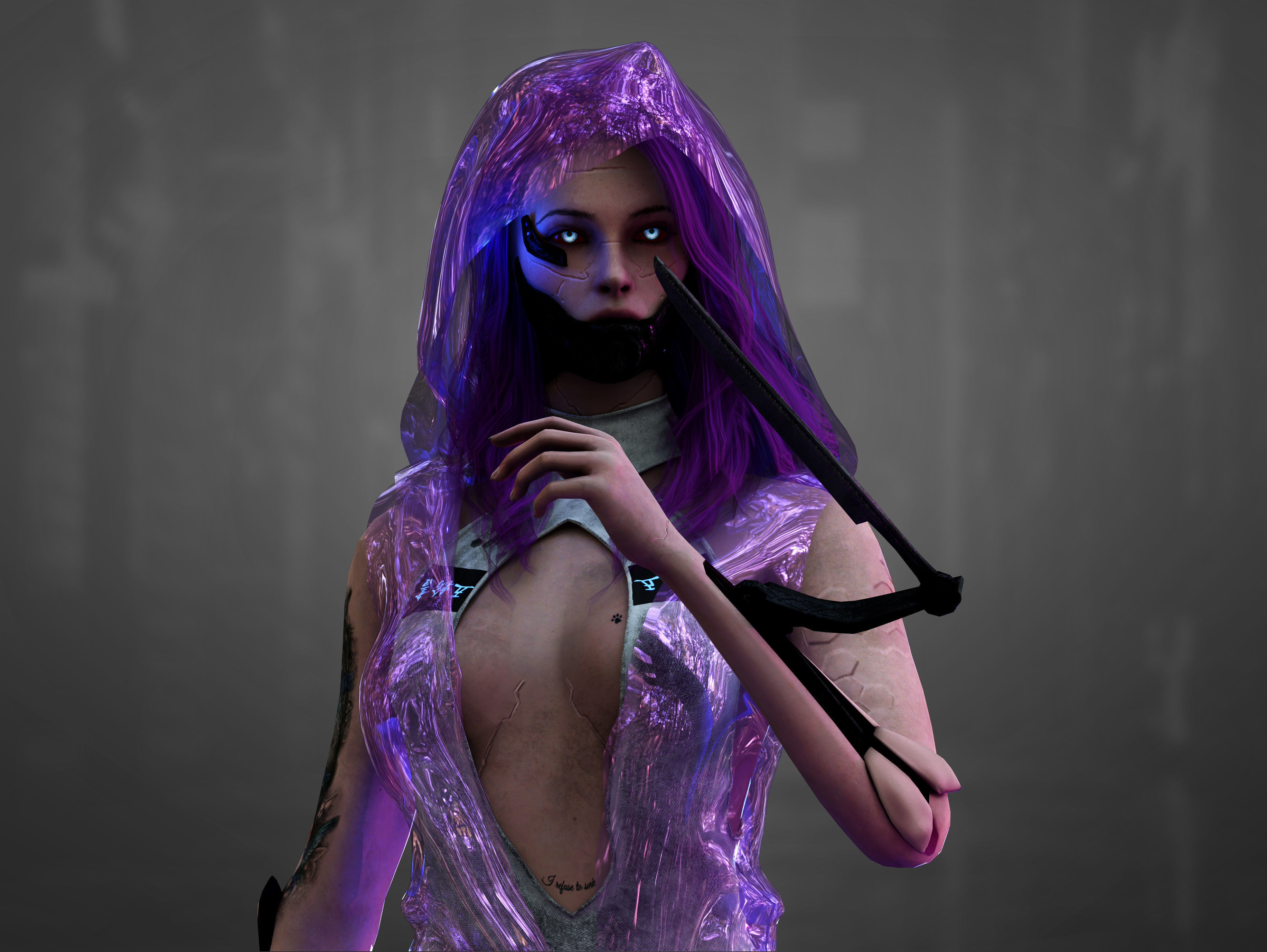 Sci Fi Cyberpunk Killer Girl Low-poly 3D model_9