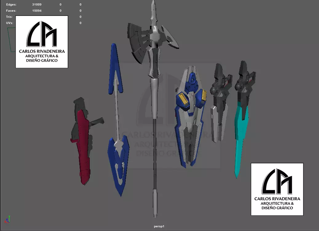 GUNDAM AERIAL PACK AND WEAPONS 3D print model_0