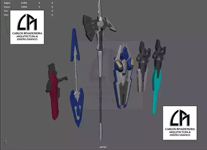 GUNDAM AERIAL PACK AND WEAPONS 3D print model