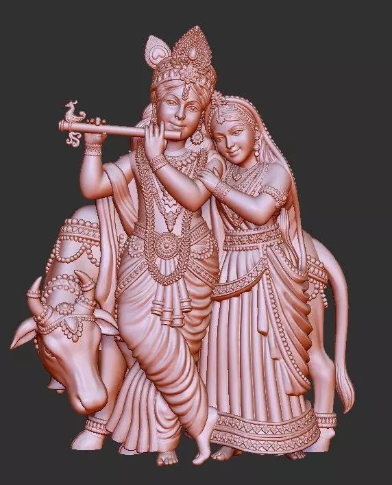 RADHA KRISHNA PENDANT 3D print model_0