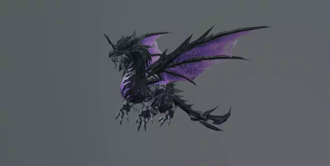 Dark Purple Dragon Low-poly 3D model_0