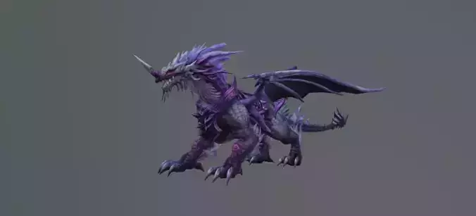 Purple Dragon Fantasy Low Poly Low-poly 3D model