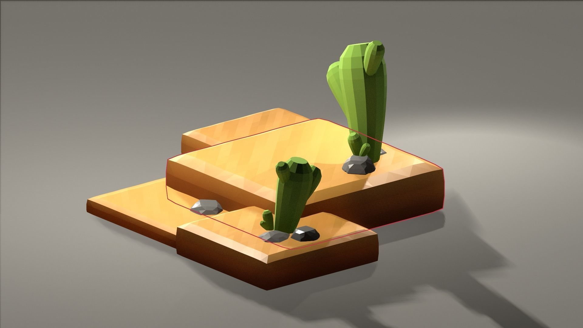 Desert 3D model cactus Low-poly 3D model_1