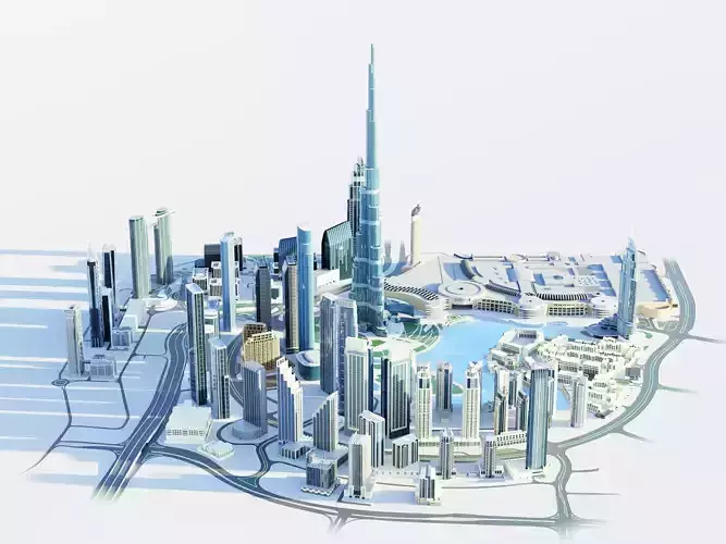 Burj khalifa Area - Dubai 3D model
