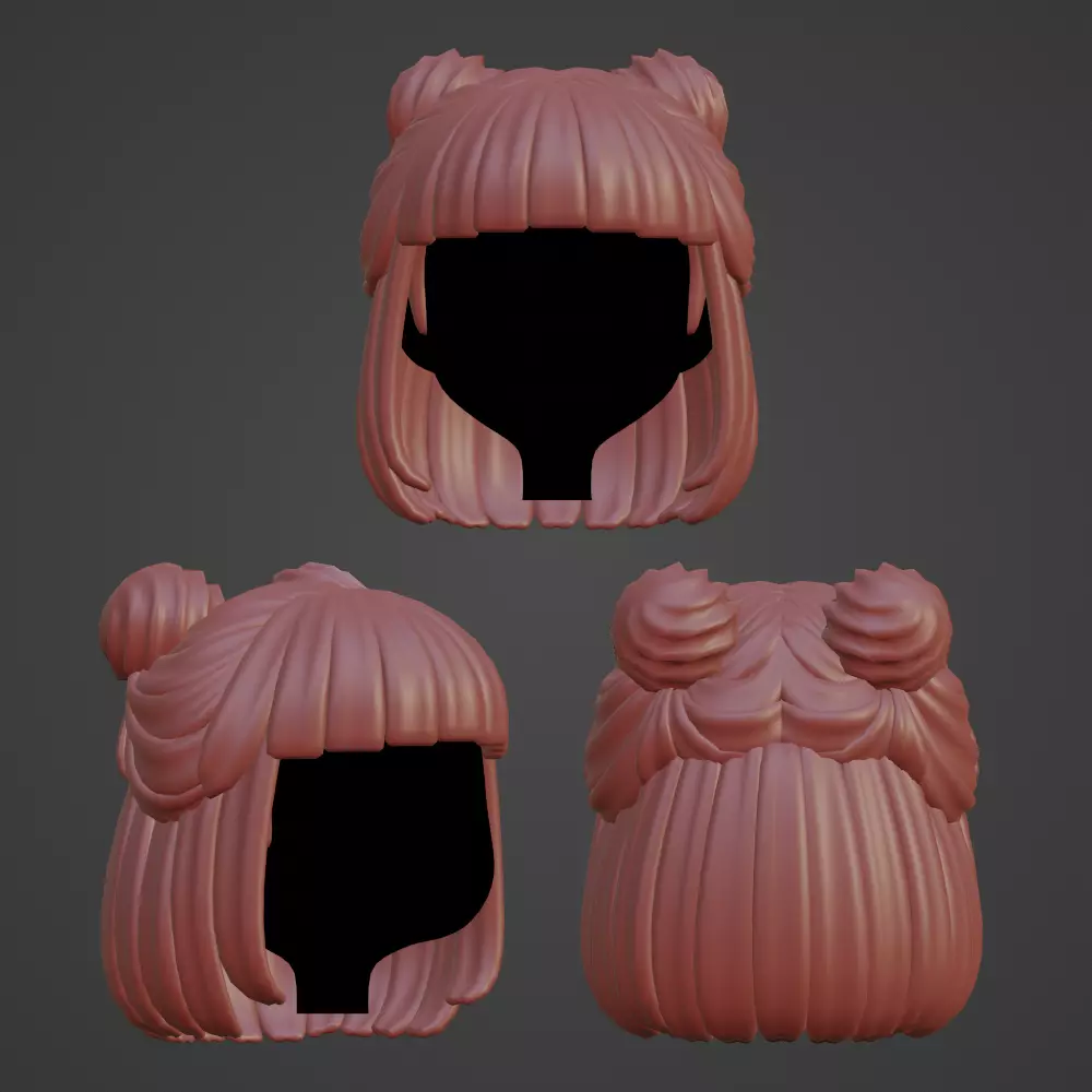 Hair style female 03 3D model_0