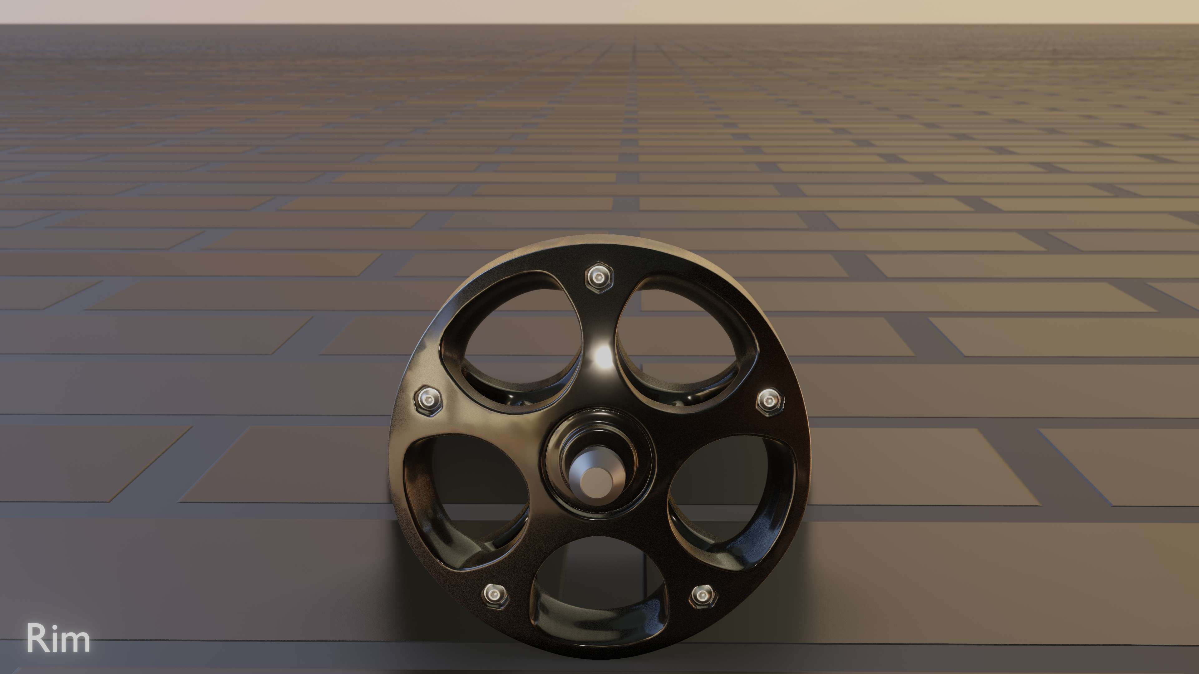 E-Scooter Rim with Procedural PBR Material Setup 3D model_5