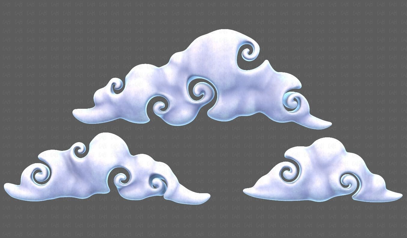 Clouds cartoon V05 Low-poly 3D model_1