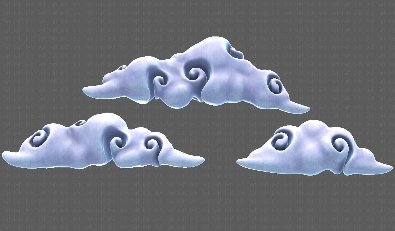 Clouds cartoon V05 Low-poly 3D model_25