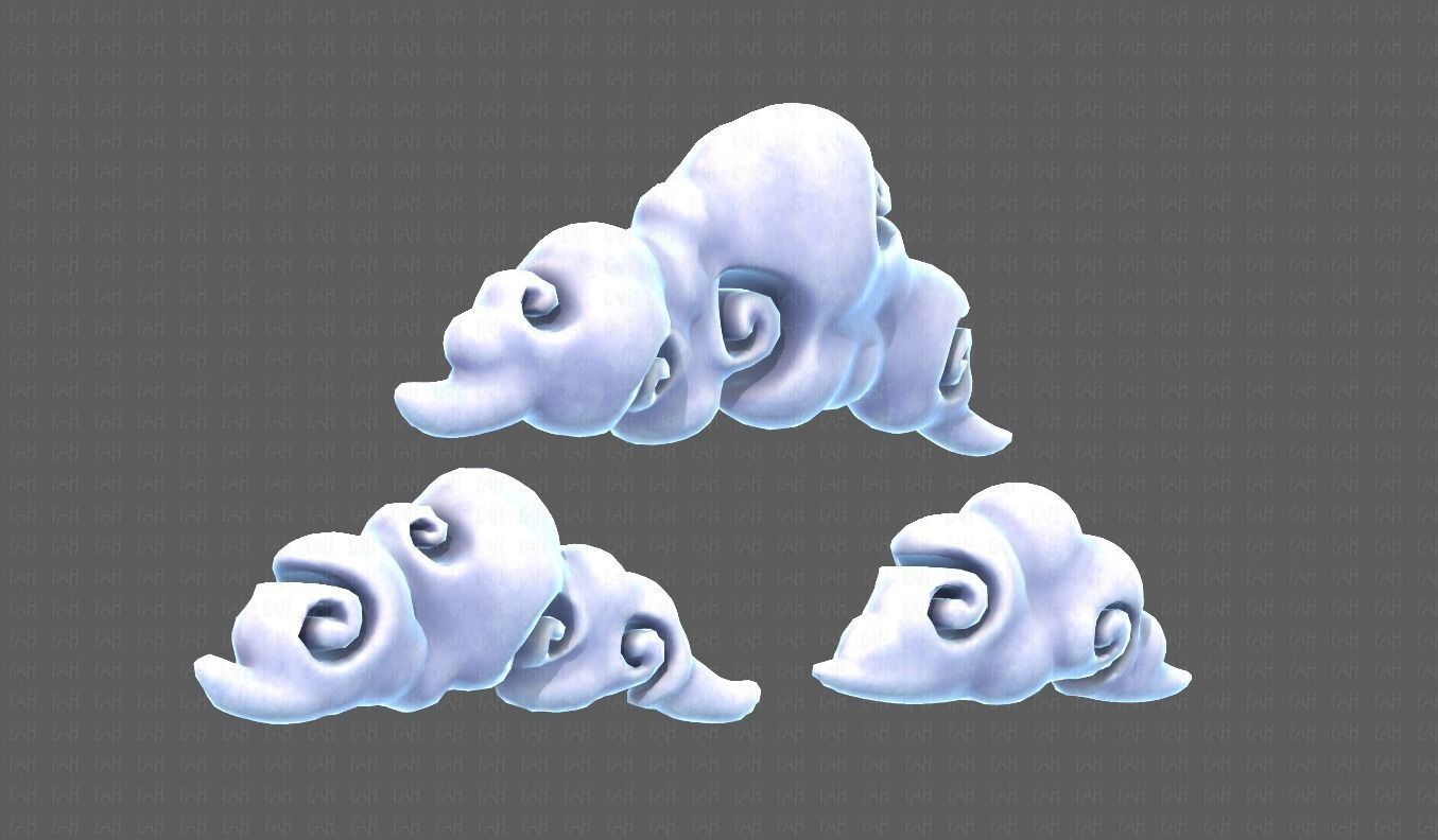 Clouds cartoon V05 Low-poly 3D model_28