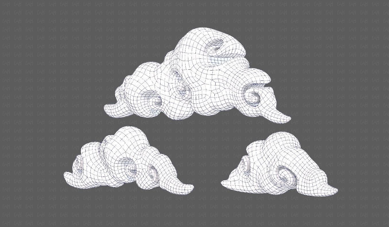 Clouds cartoon V05 Low-poly 3D model_16
