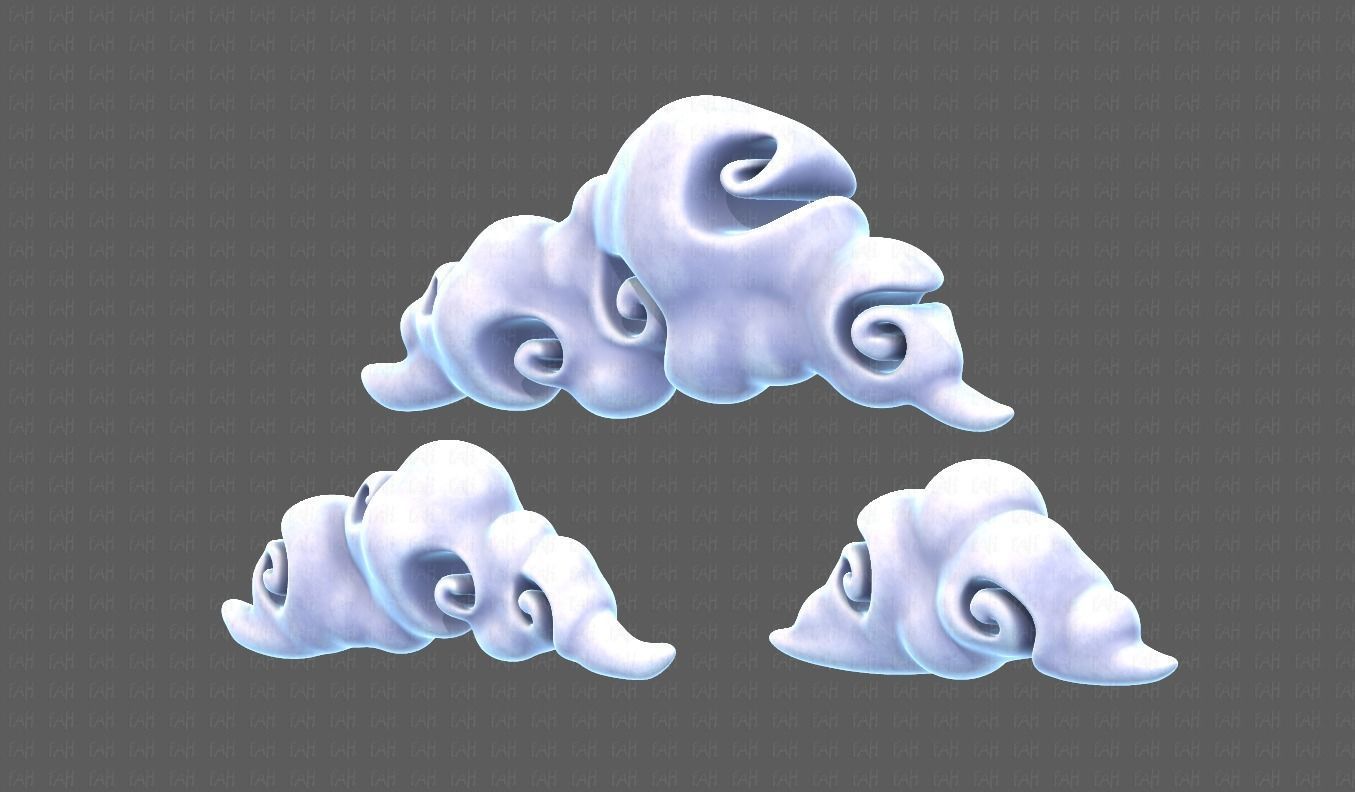 Clouds cartoon V05 Low-poly 3D model_8