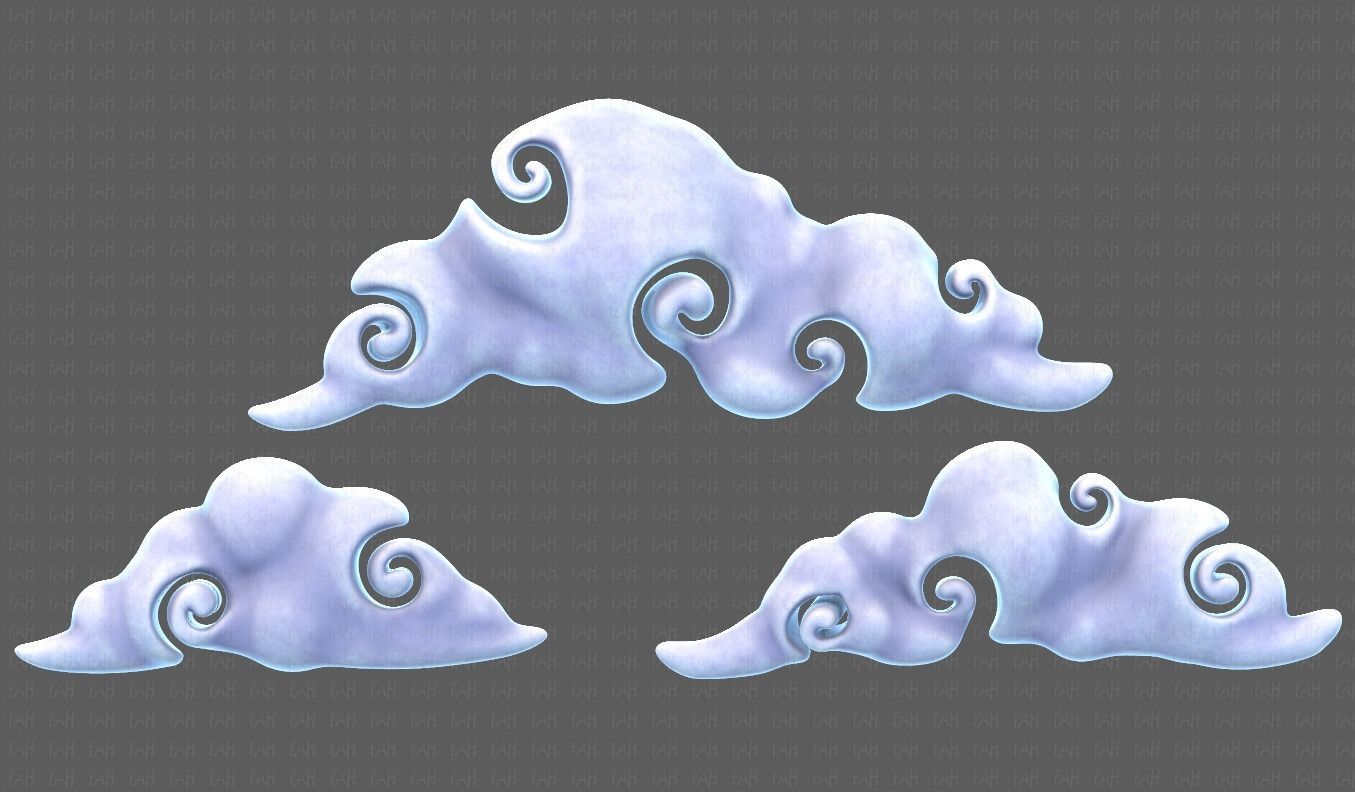 Clouds cartoon V05 Low-poly 3D model_5