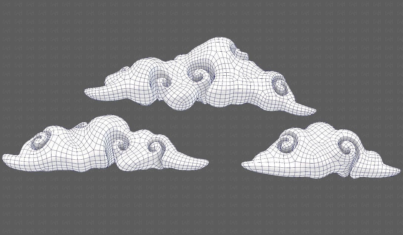 Clouds cartoon V05 Low-poly 3D model_26
