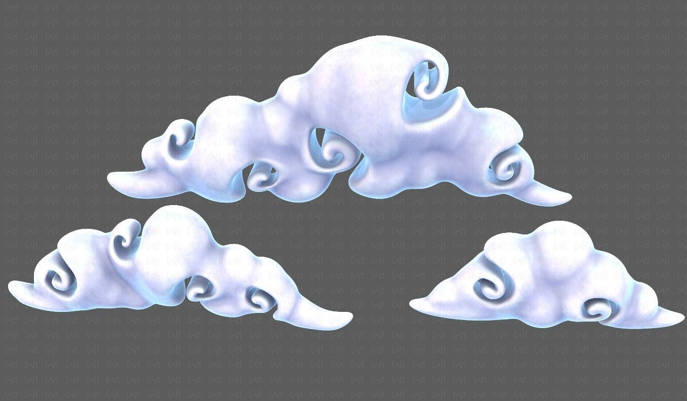 Clouds cartoon V05 Low-poly 3D model_17