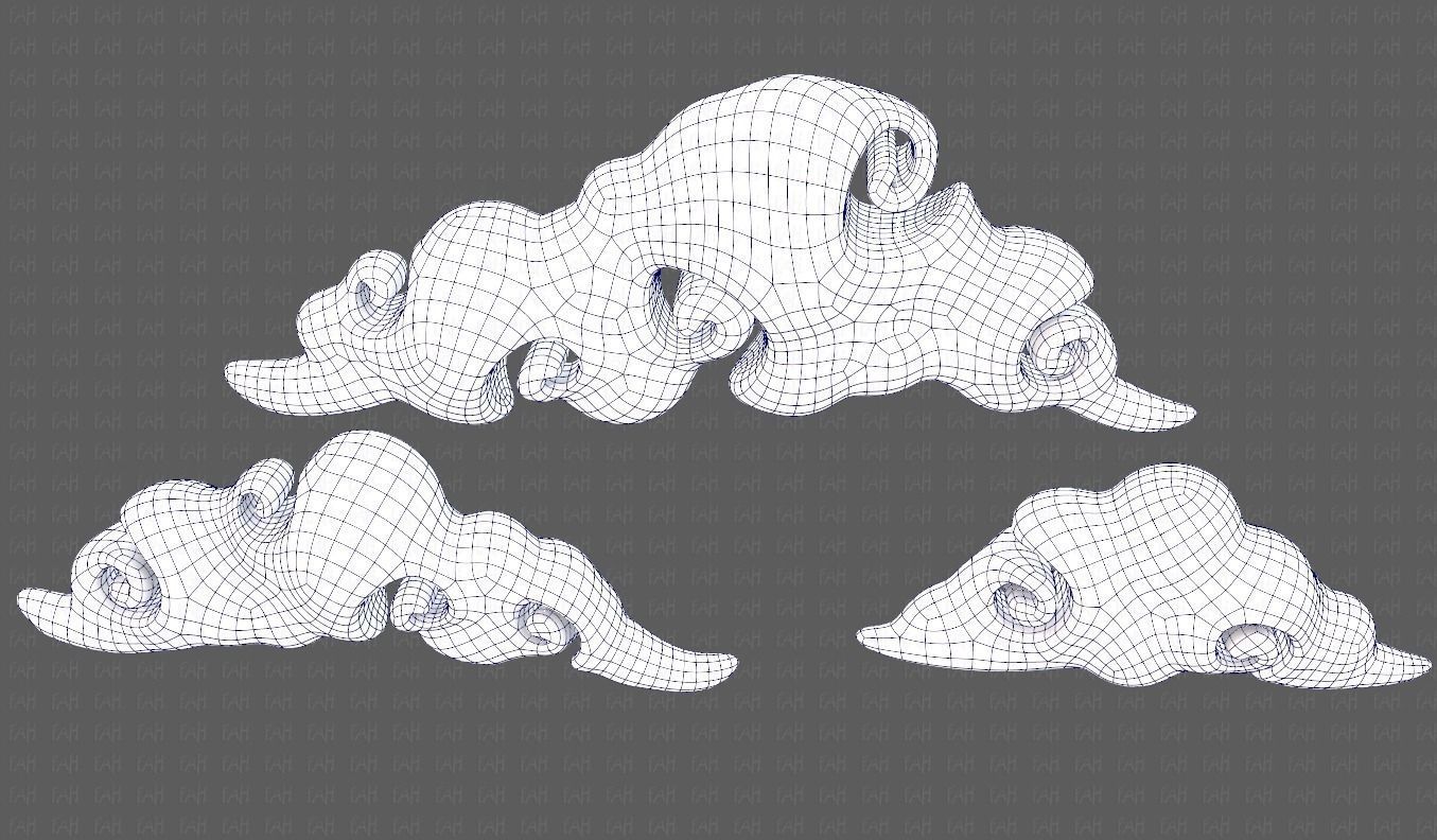 Clouds cartoon V05 Low-poly 3D model_18