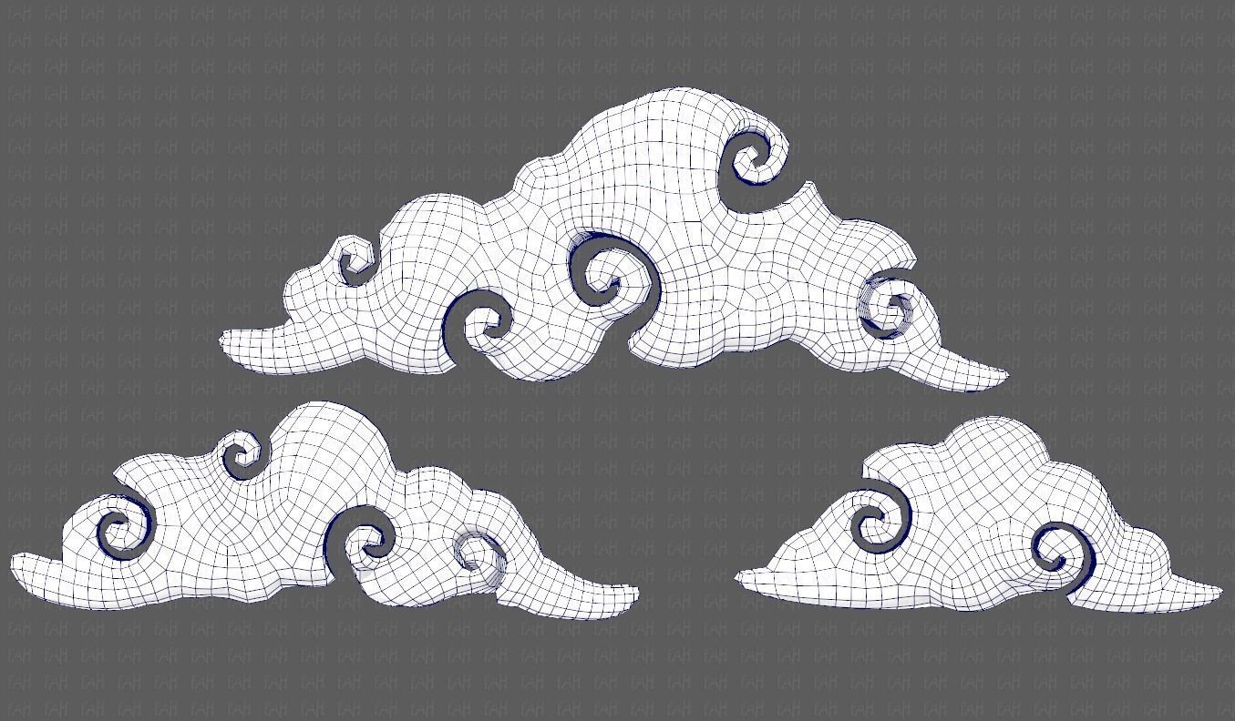 Clouds cartoon V05 Low-poly 3D model_35