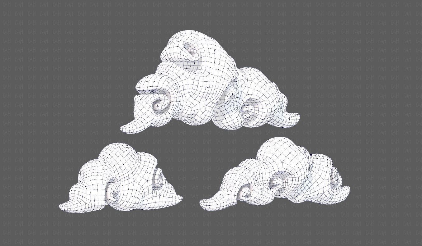 Clouds cartoon V05 Low-poly 3D model_14