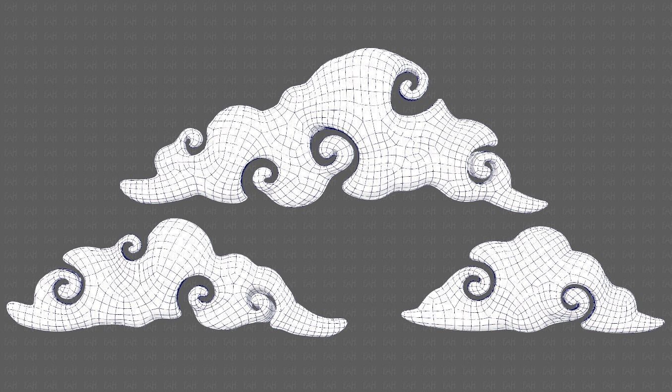 Clouds cartoon V05 Low-poly 3D model_9