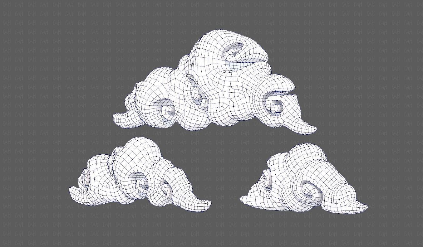 Clouds cartoon V05 Low-poly 3D model_42
