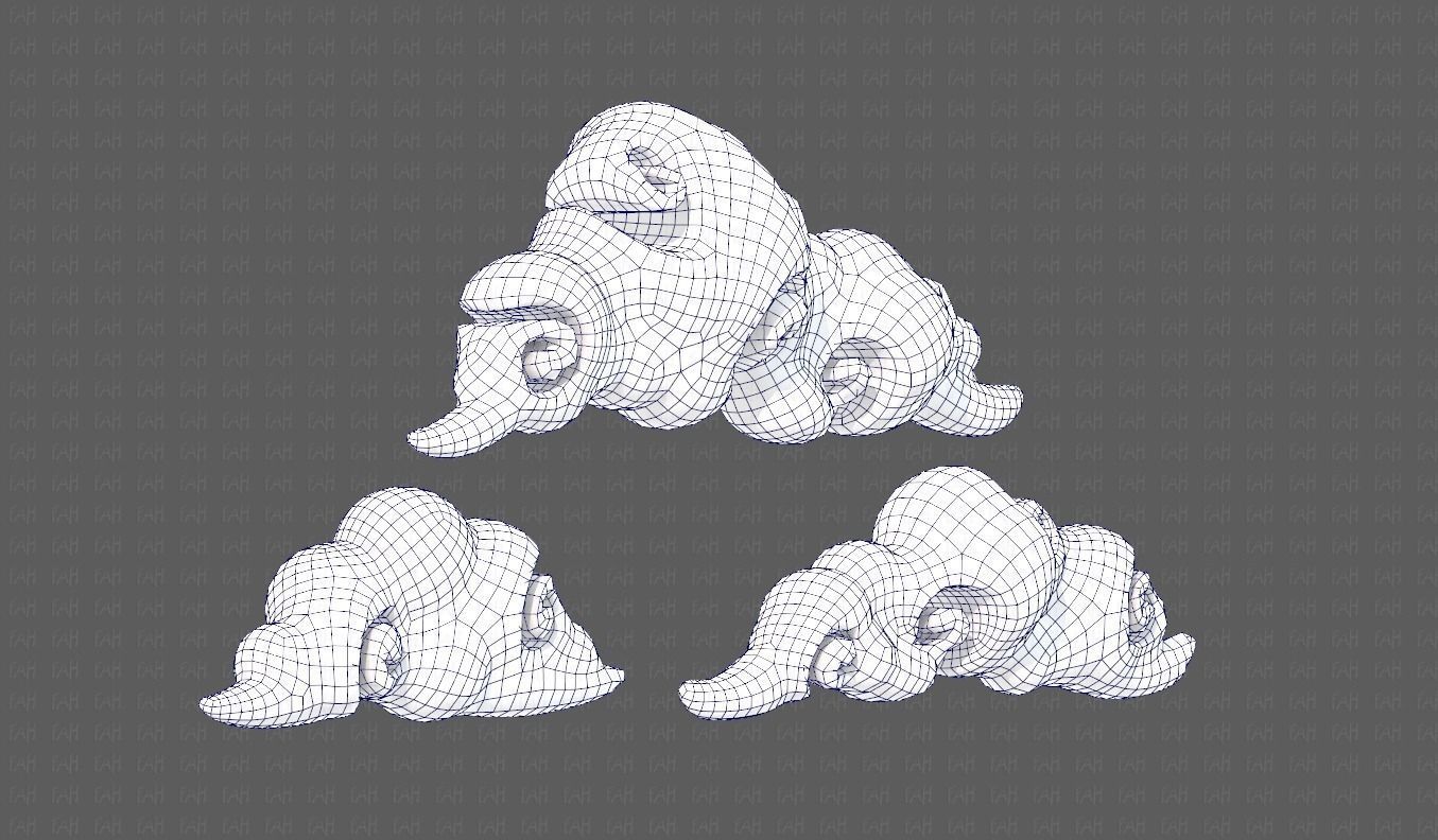 Clouds cartoon V05 Low-poly 3D model_40