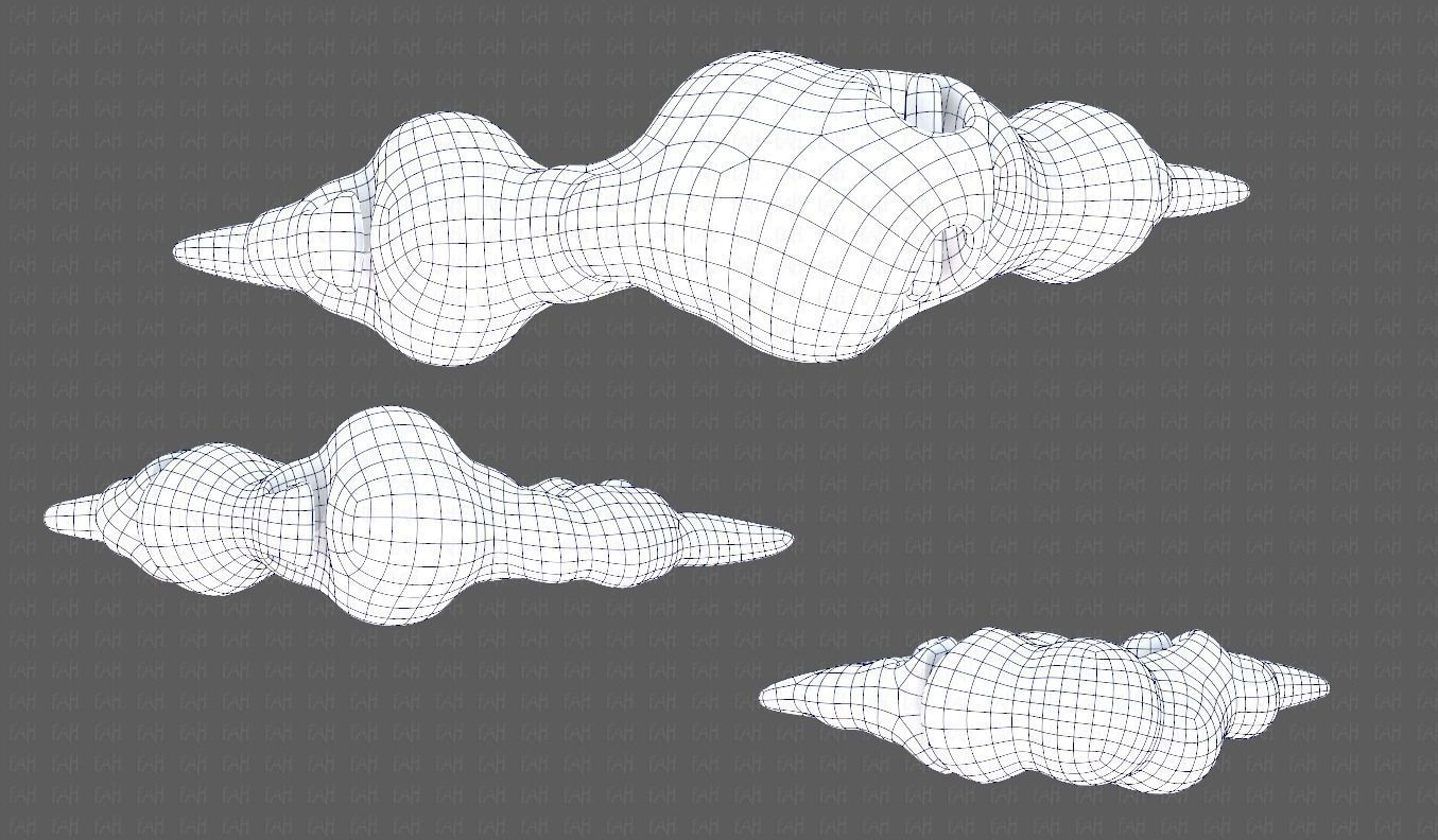 Clouds cartoon V05 Low-poly 3D model_44