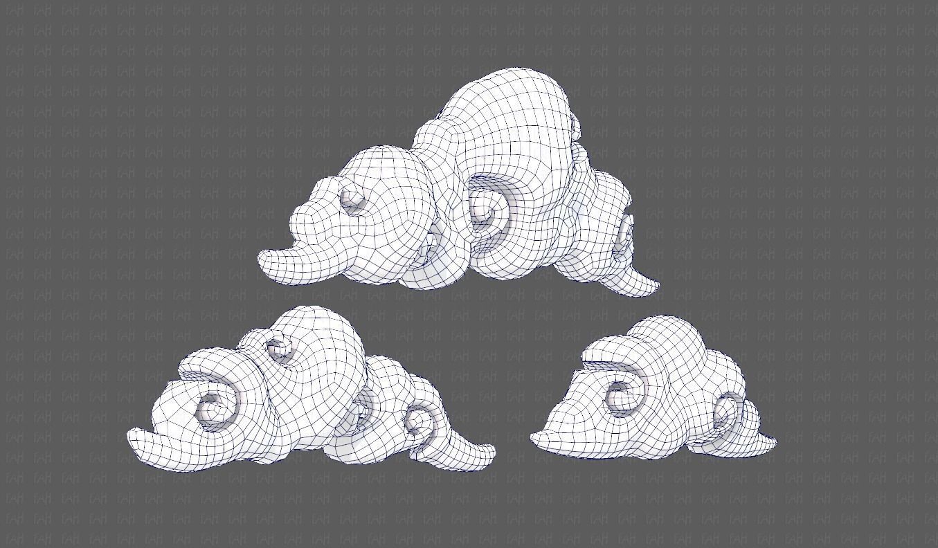 Clouds cartoon V05 Low-poly 3D model_36