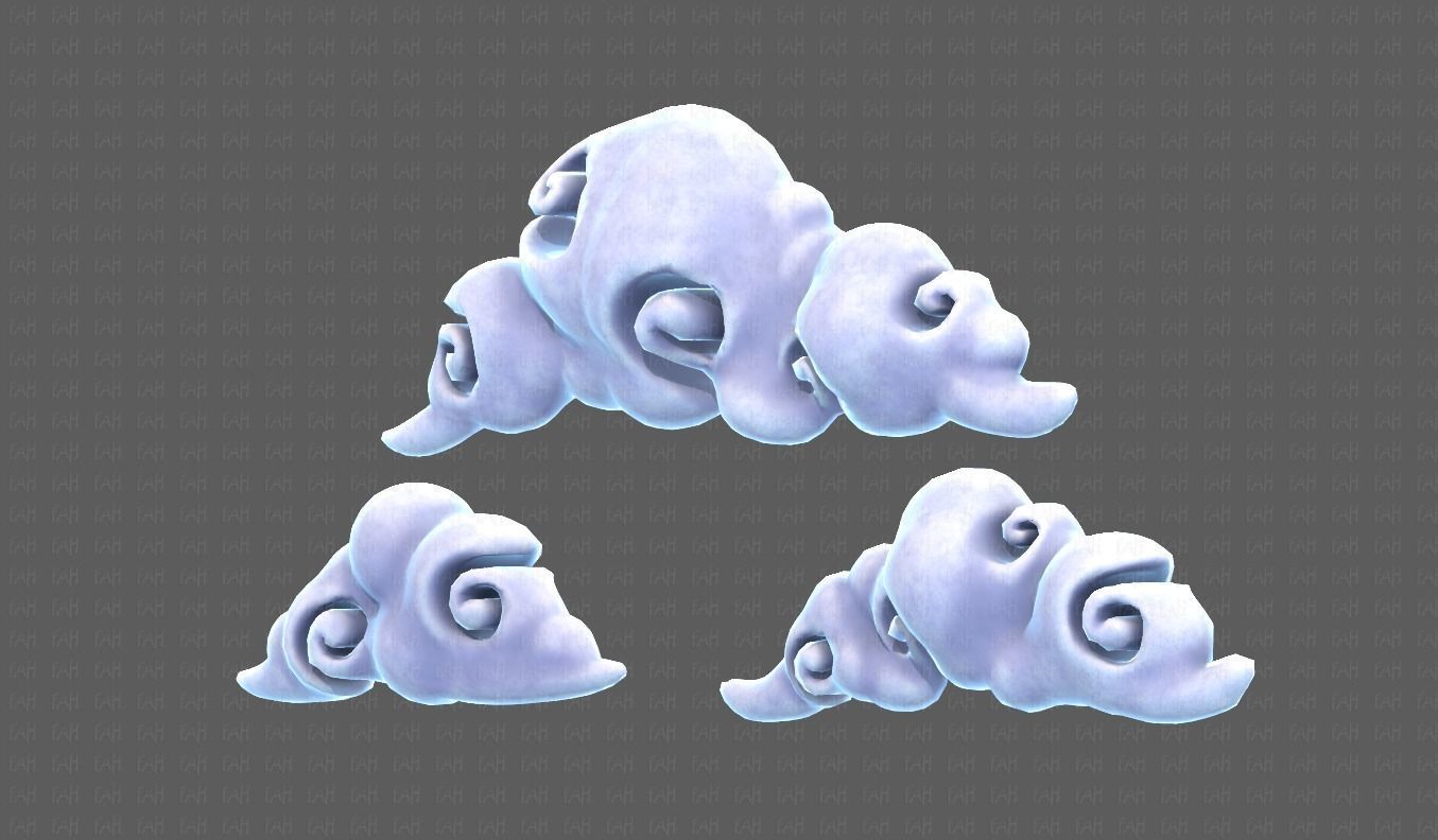 Clouds cartoon V05 Low-poly 3D model_30