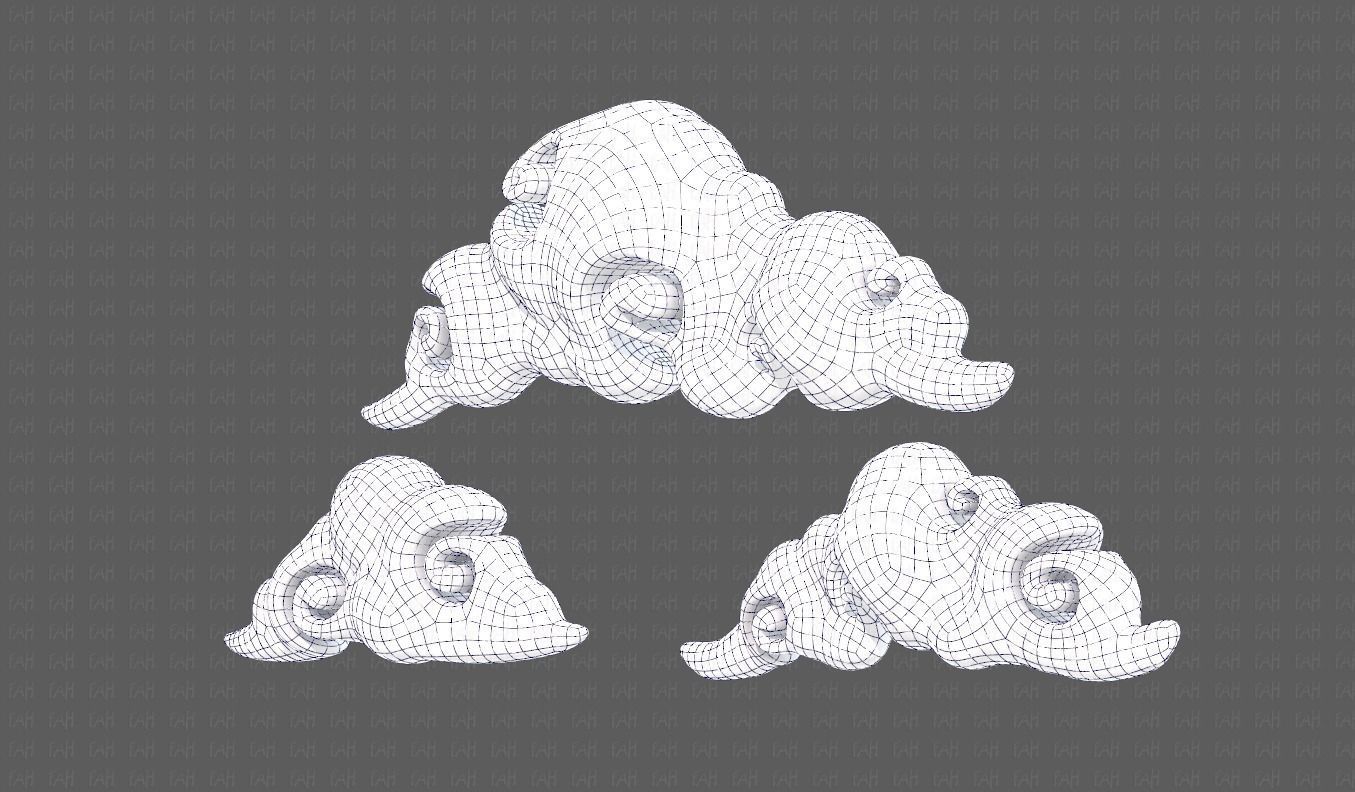 Clouds cartoon V05 Low-poly 3D model_12