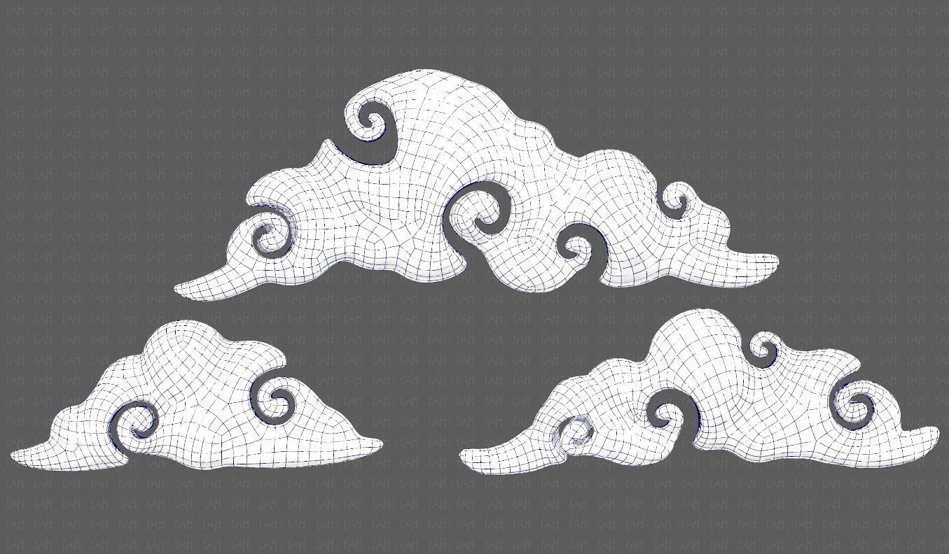 Clouds cartoon V05 Low-poly 3D model_13