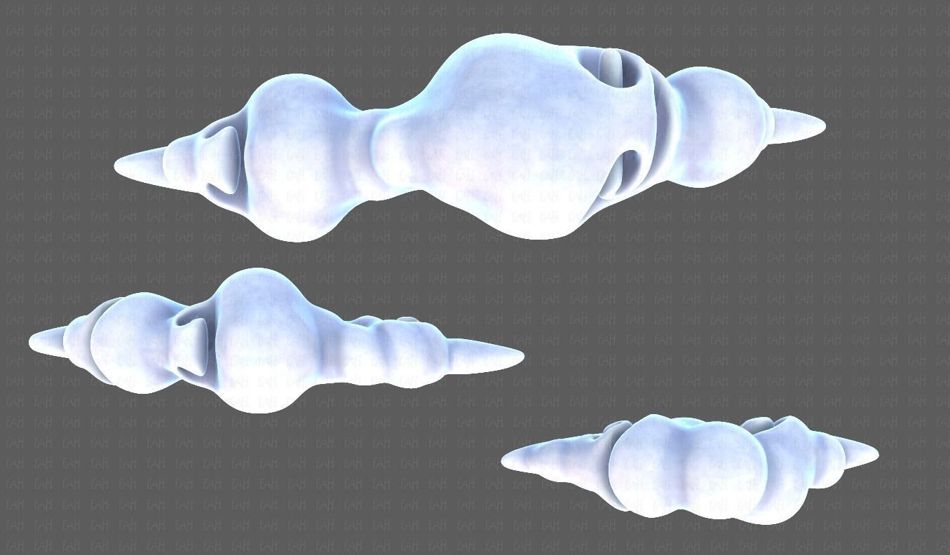 Clouds cartoon V05 Low-poly 3D model_43