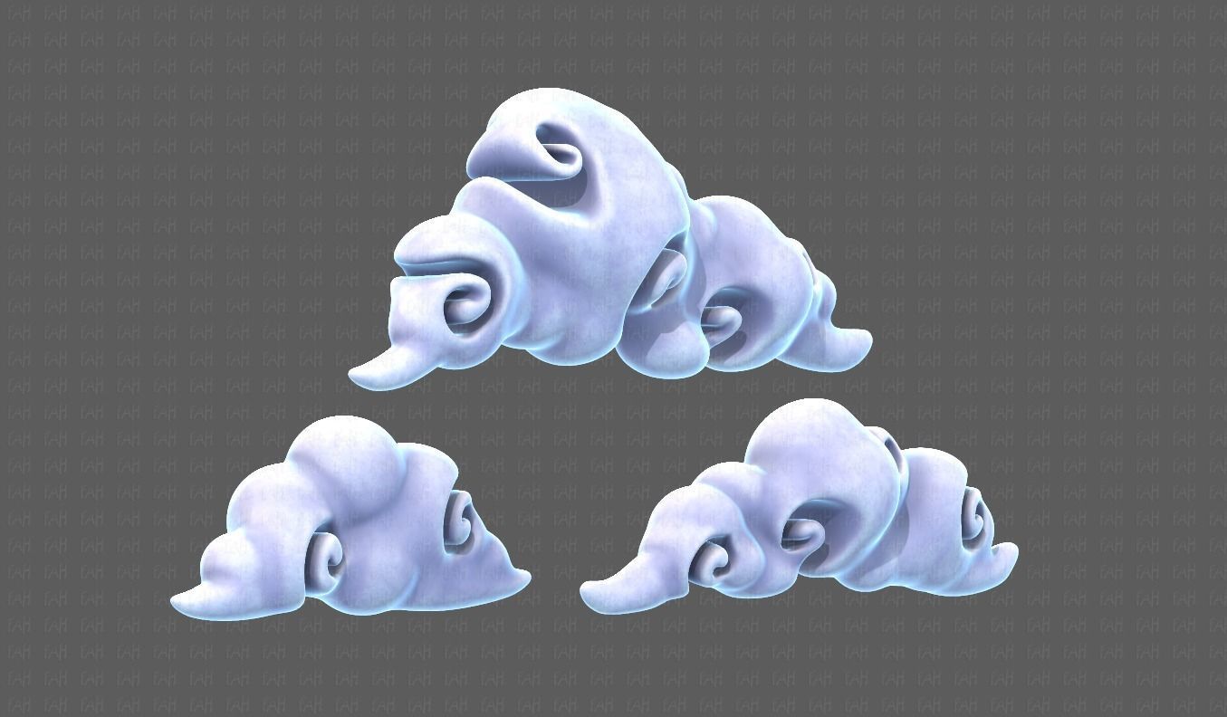 Clouds cartoon V05 Low-poly 3D model_6