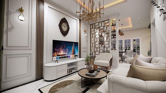 Scene Render Full Interior House Project Classic Modern 3D model