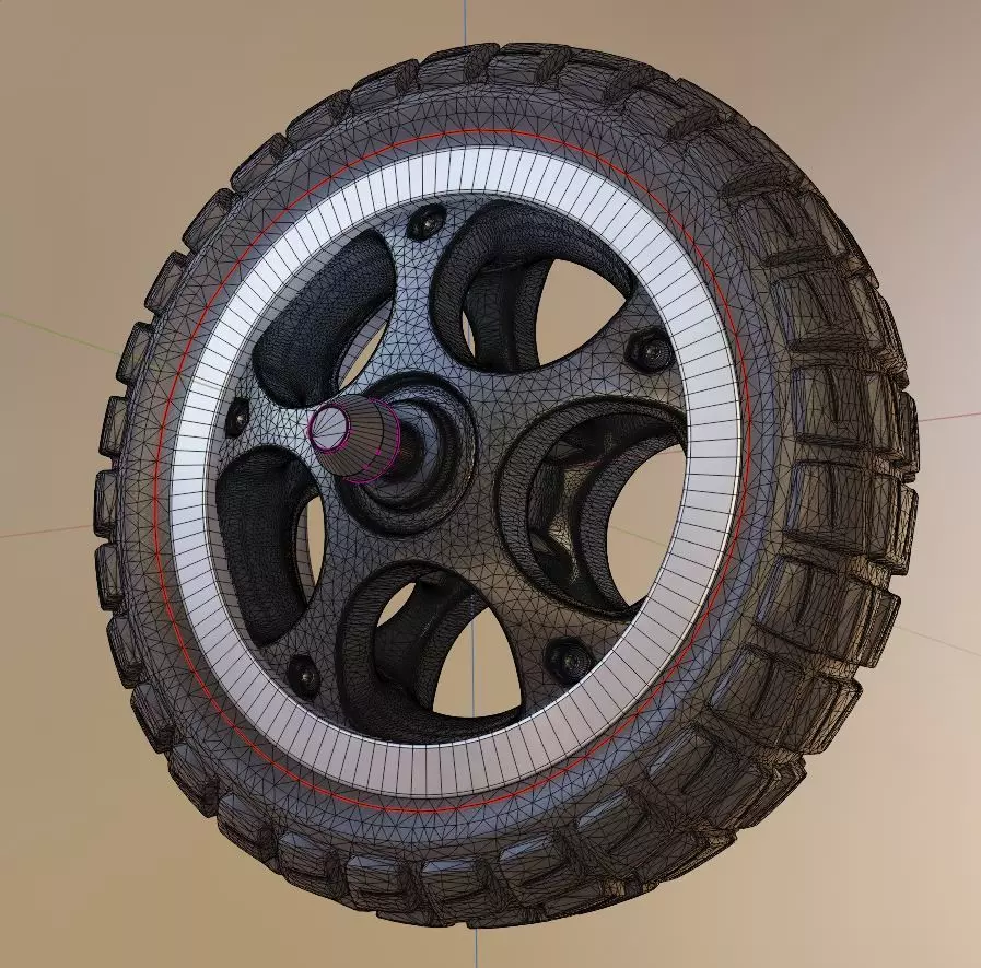 E-Scooter Rear-Wheel with Procedural PBR Material 3D model_0