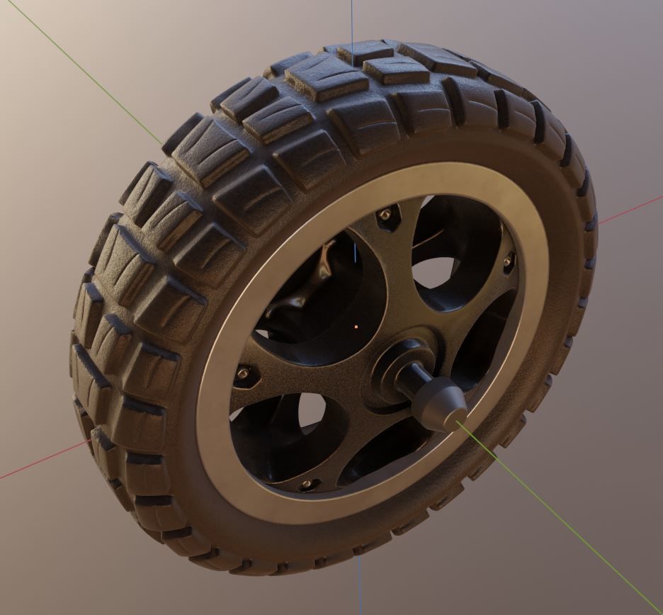 E-Scooter Rear-Wheel with Procedural PBR Material 3D model_4