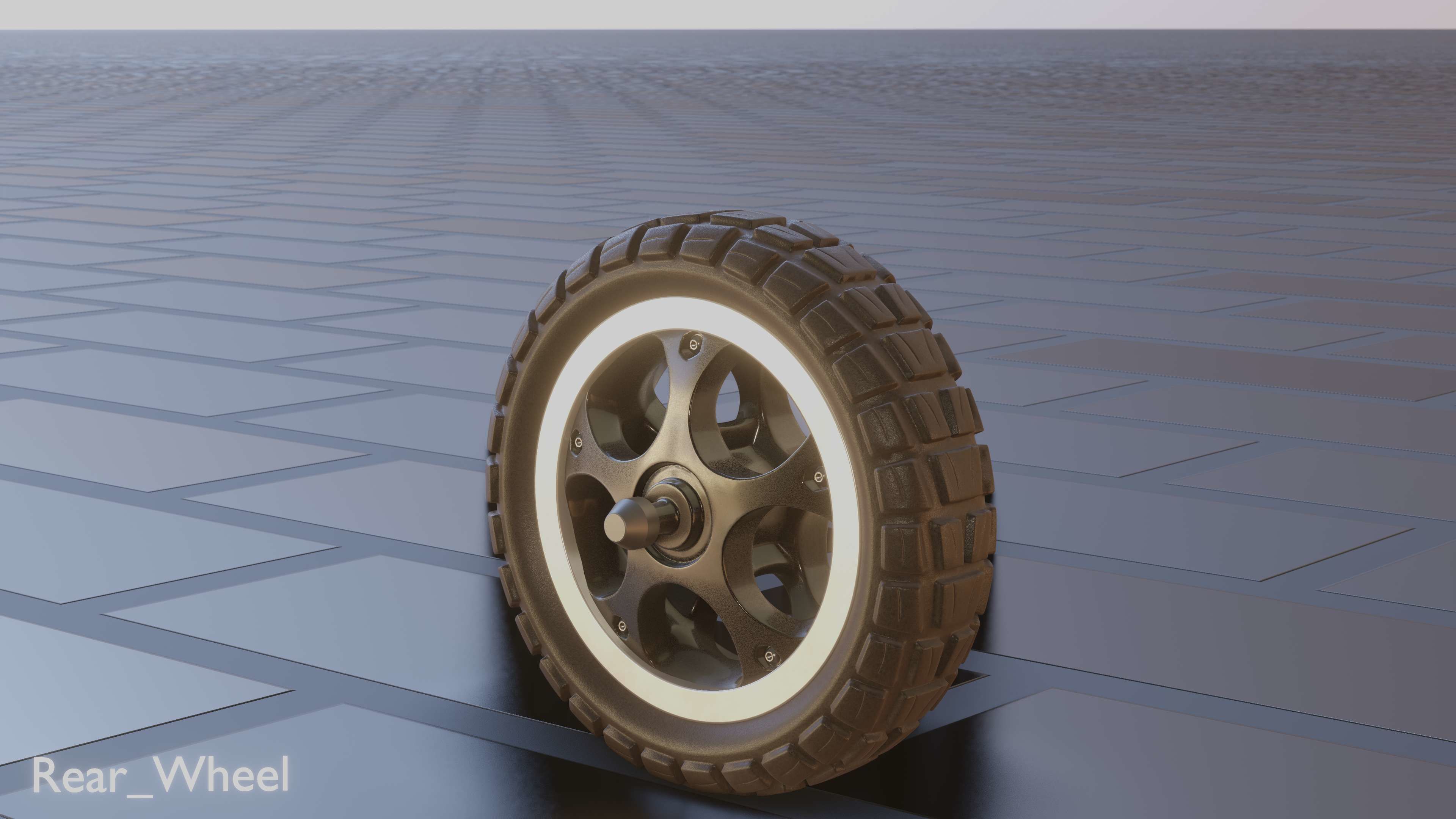 E-Scooter Rear-Wheel with Procedural PBR Material 3D model_7