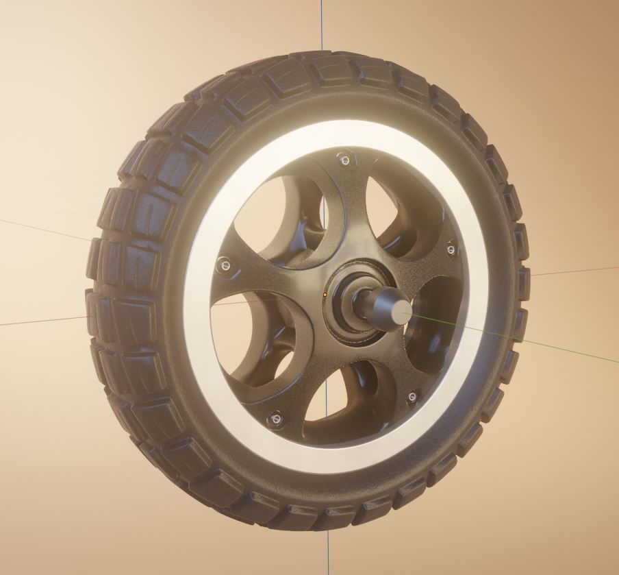 E-Scooter Rear-Wheel with Procedural PBR Material 3D model_3