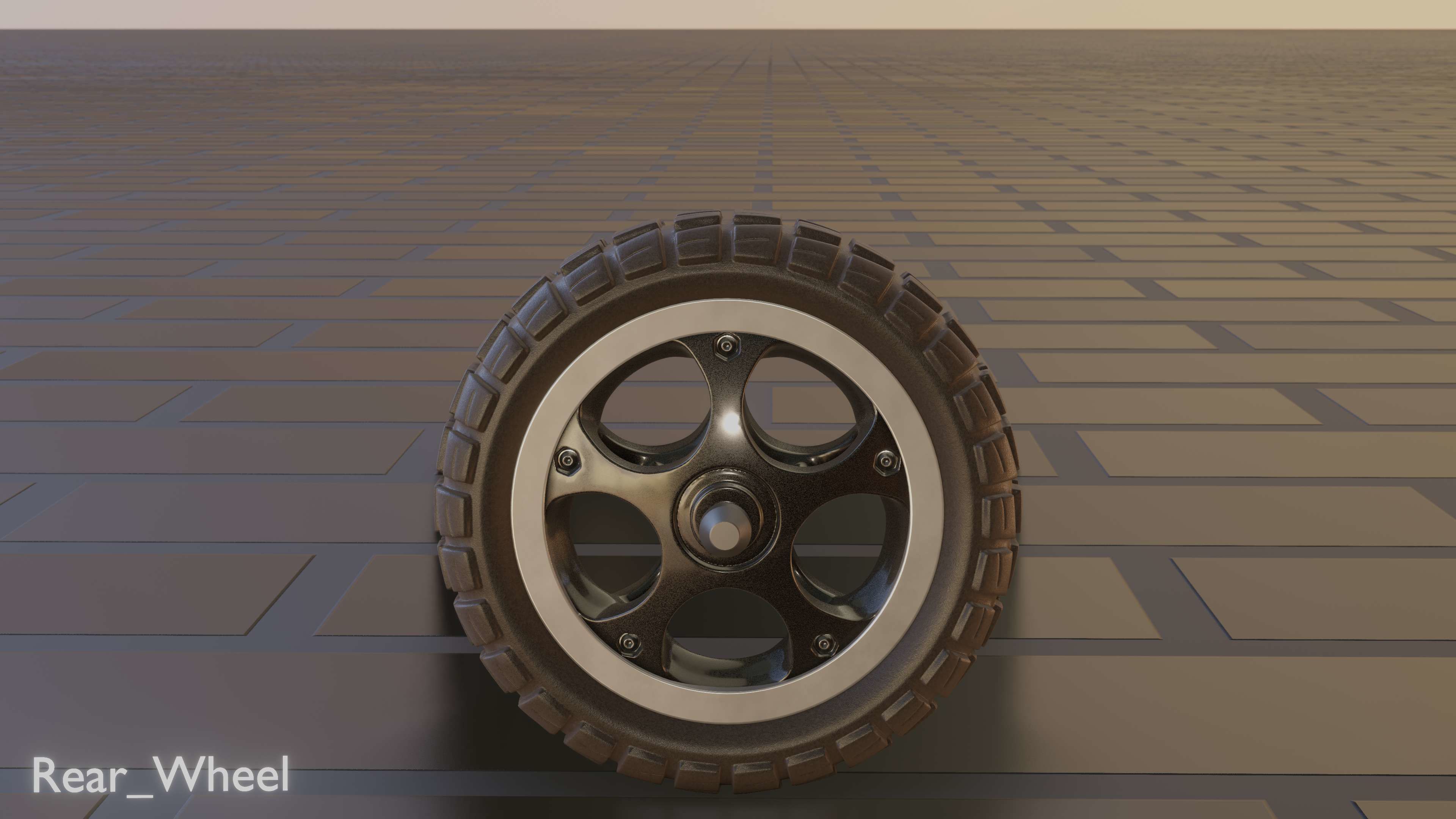 E-Scooter Rear-Wheel with Procedural PBR Material 3D model_6
