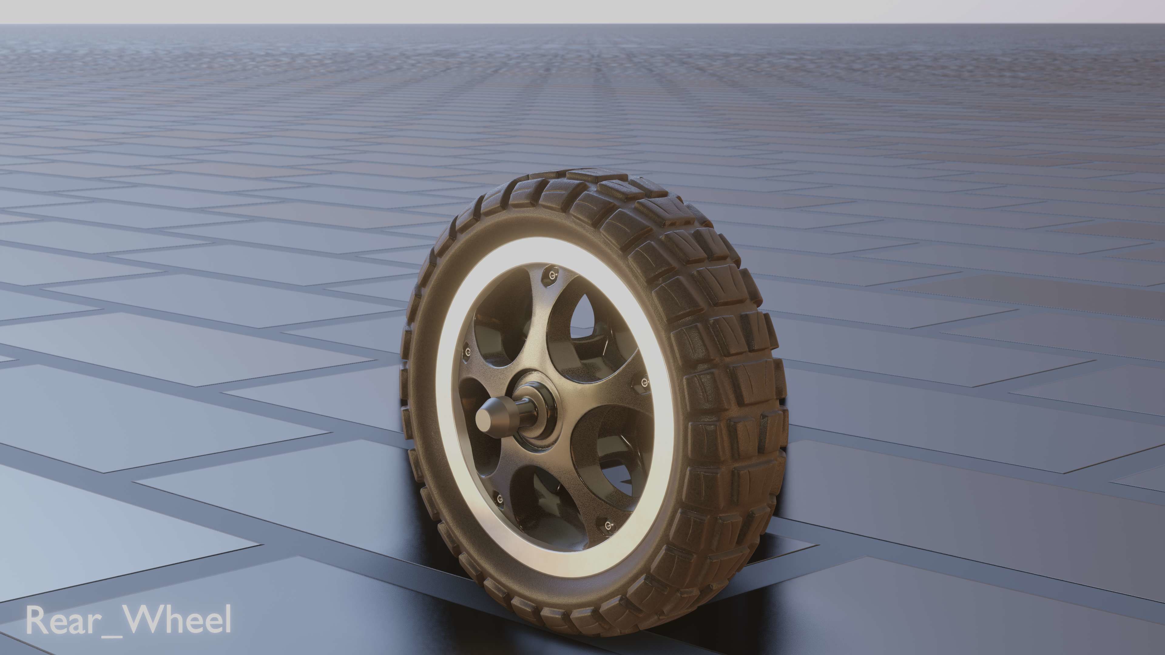 E-Scooter Rear-Wheel with Procedural PBR Material 3D model_8
