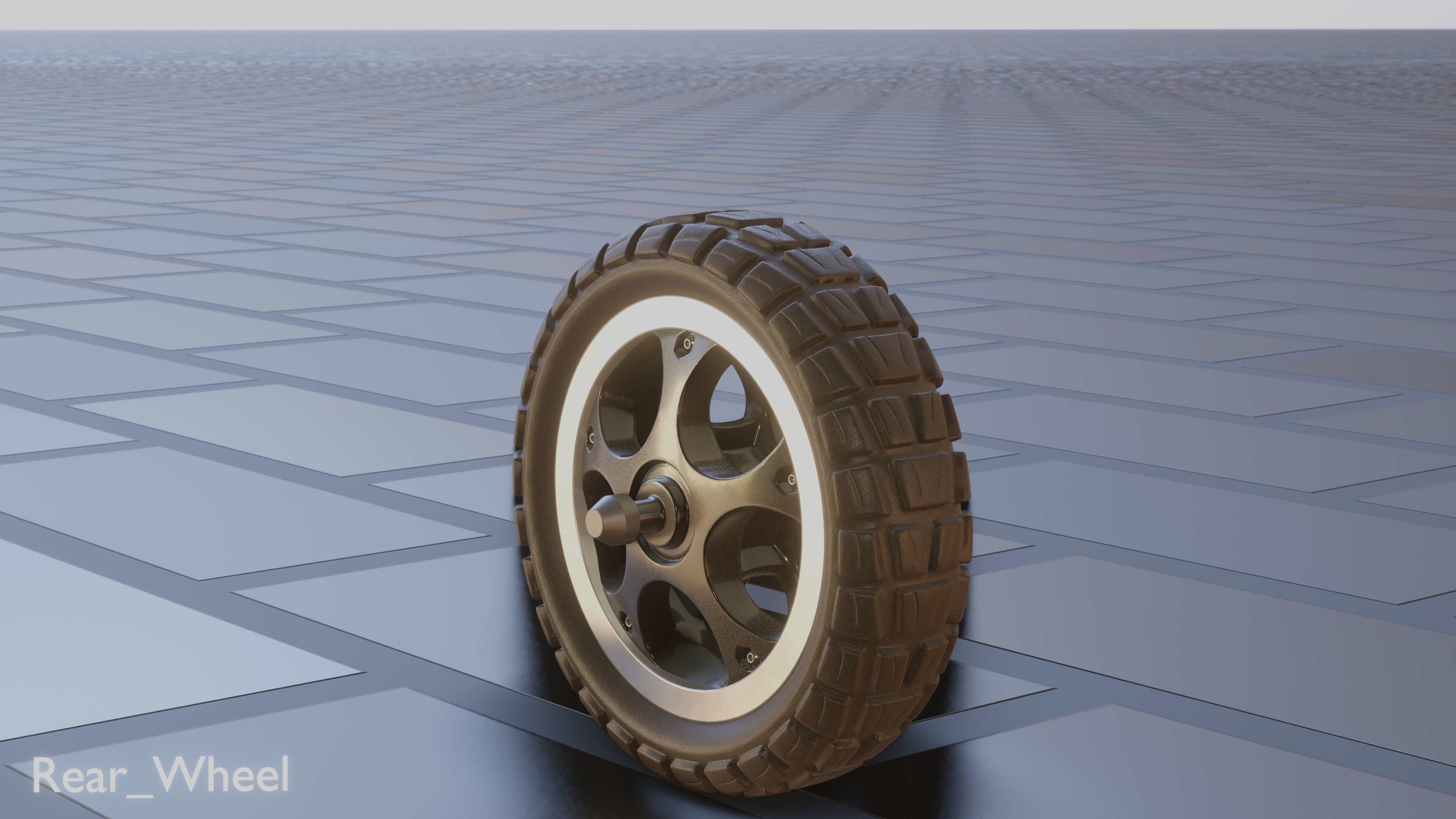 E-Scooter Rear-Wheel with Procedural PBR Material 3D model_9