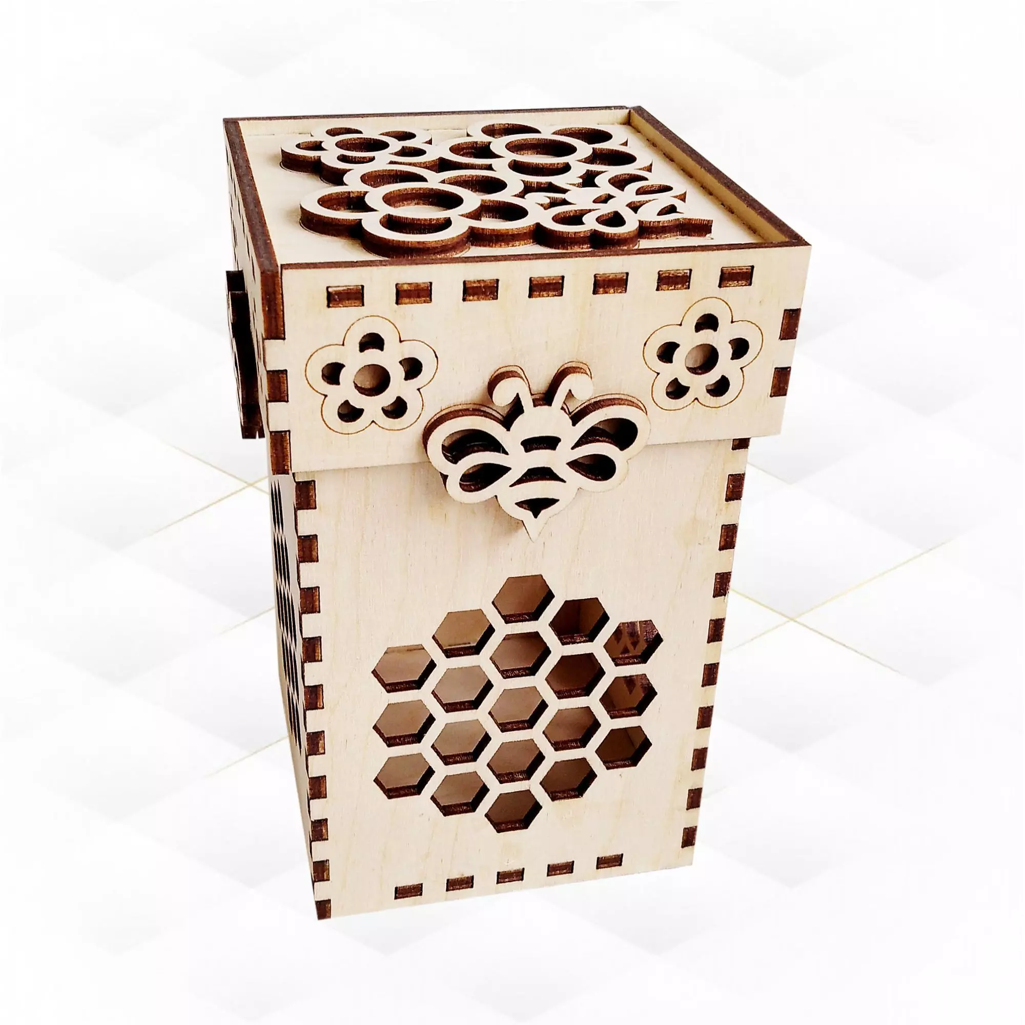 Gift box bee svg dxf design for laser cutting Bee silhouette svg 3D print model_0