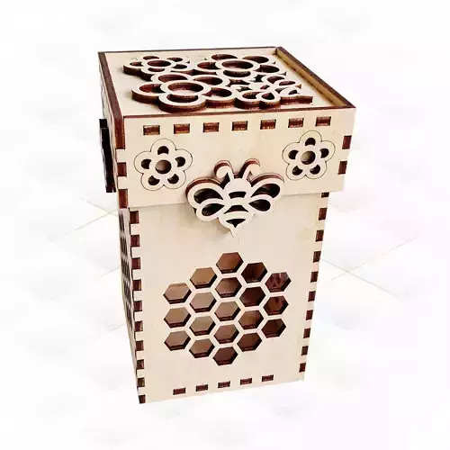 Gift box bee svg dxf design for laser cutting Bee silhouette svg