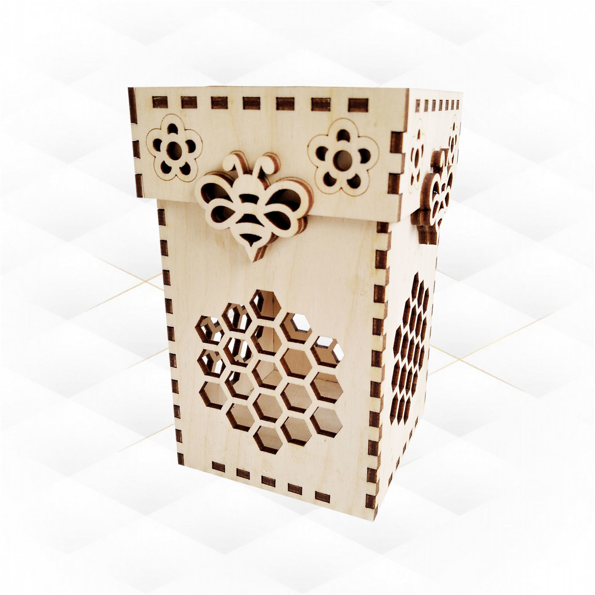 Gift box bee svg dxf design for laser cutting Bee silhouette svg 3D print model_5