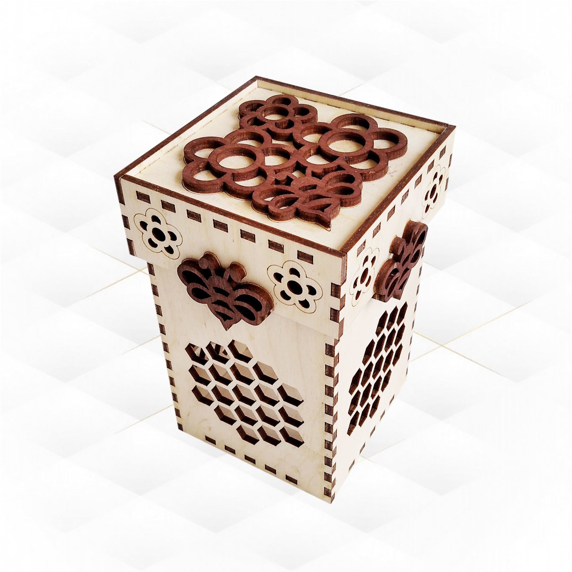 Gift box bee svg dxf design for laser cutting Bee silhouette svg 3D print model_4