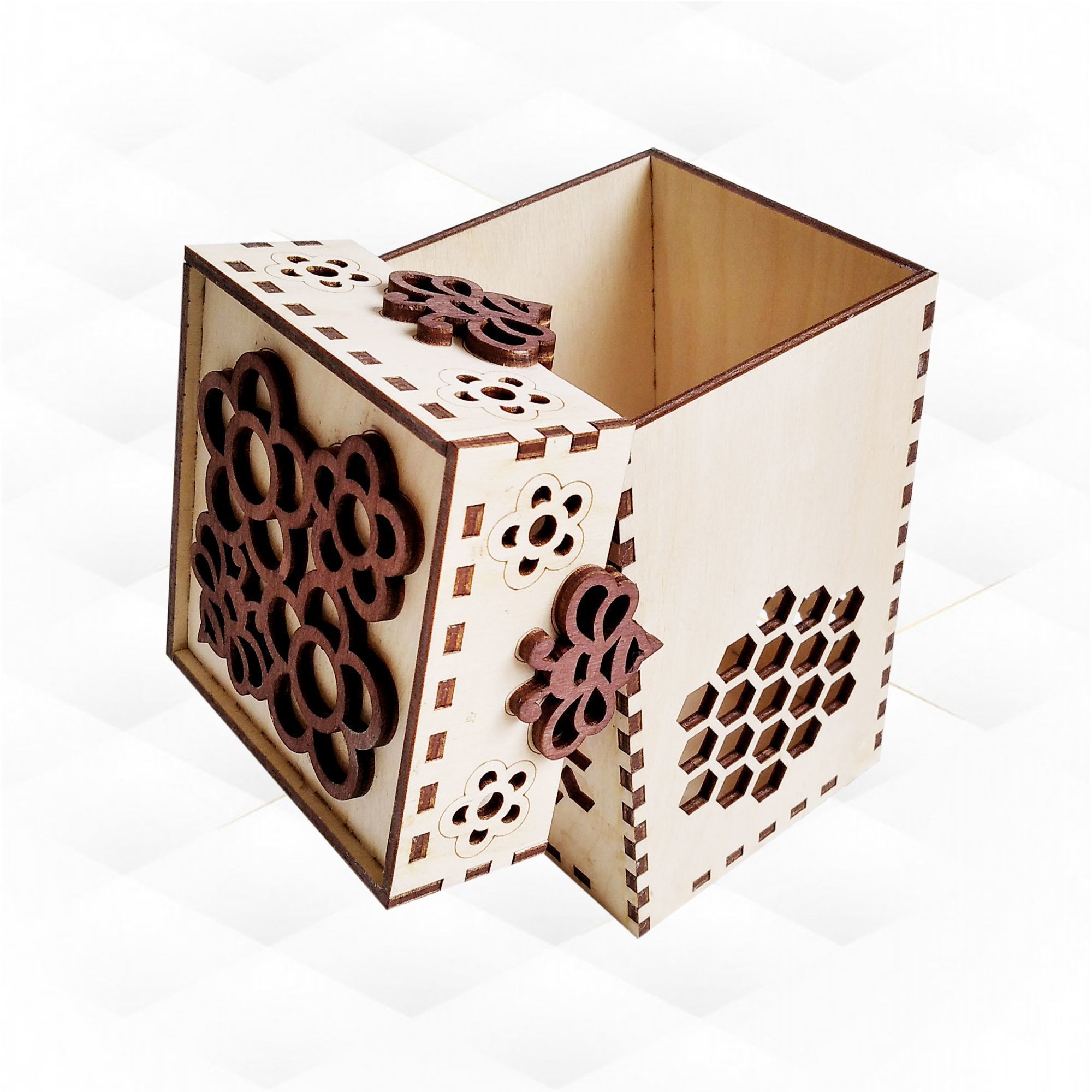 Gift box bee svg dxf design for laser cutting Bee silhouette svg 3D print model_1