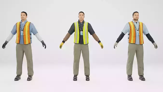 Worker Pack Low-poly 3D model