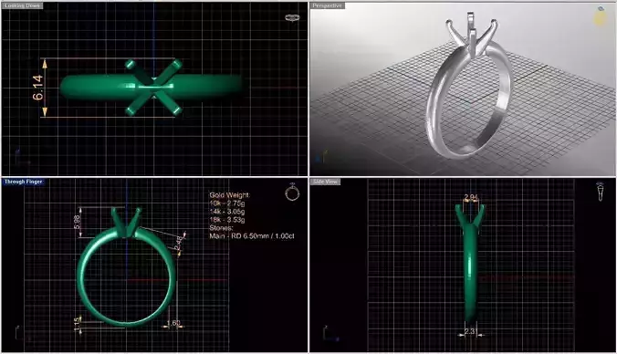 Solitaire diamond ring  STL-3DM-12 renders-on hand render
